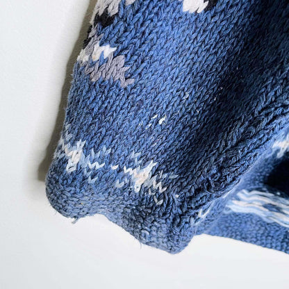 vintage holiday penguins linen-blend cardigan - size medim