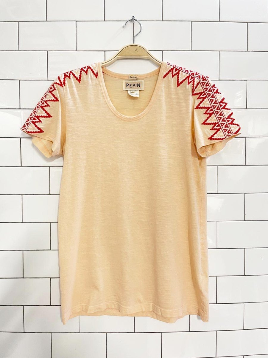 pepin boho embroidered shoulder tee | anthropologie | made in India - good market thrift store