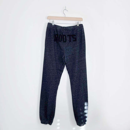 roots original boyfriend sweatpant black pepper - size medium