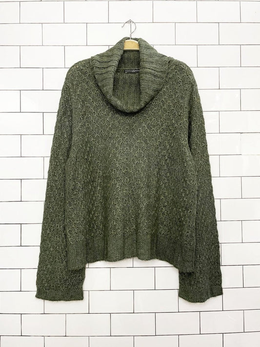 peruvian connection alpaca-blend soft knit bell sleeve turtleneck sweater - good market thrift store