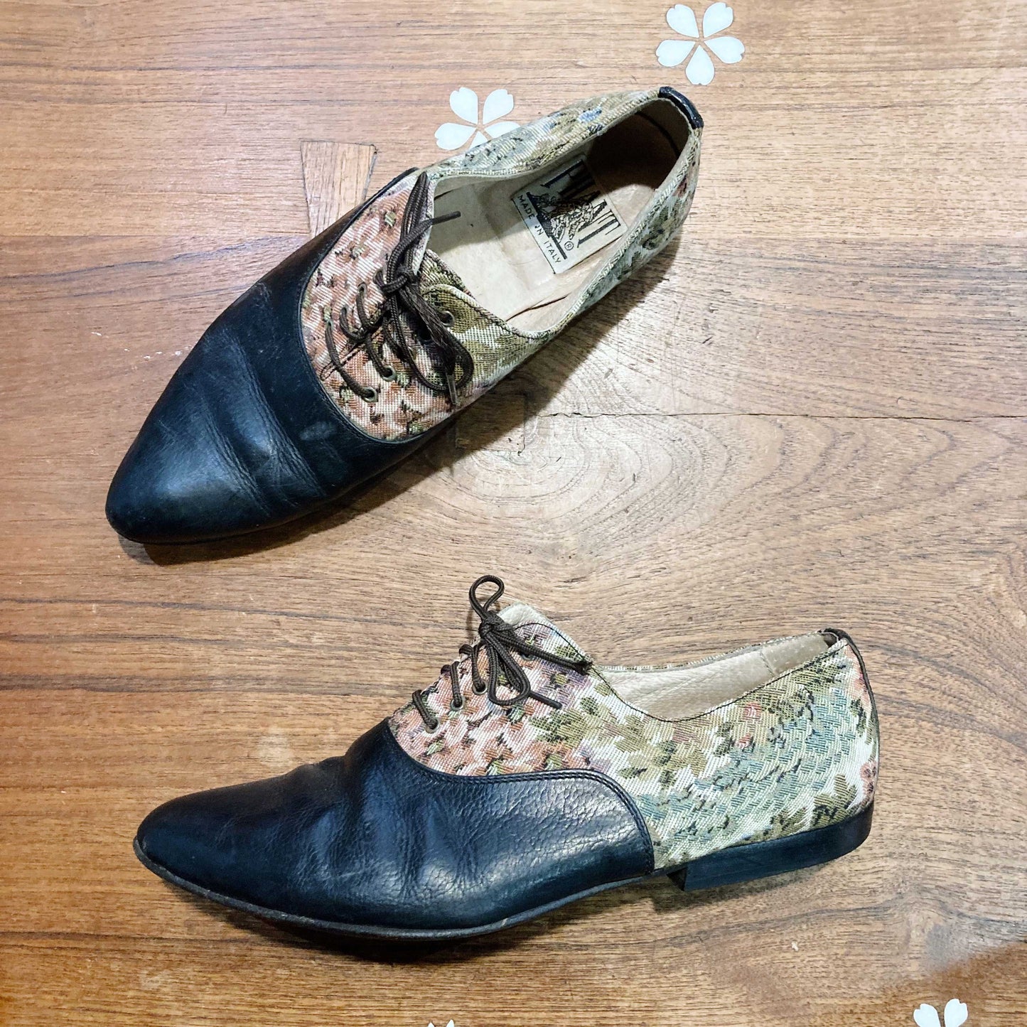 vintage phant tapestry leather loafers - size 38