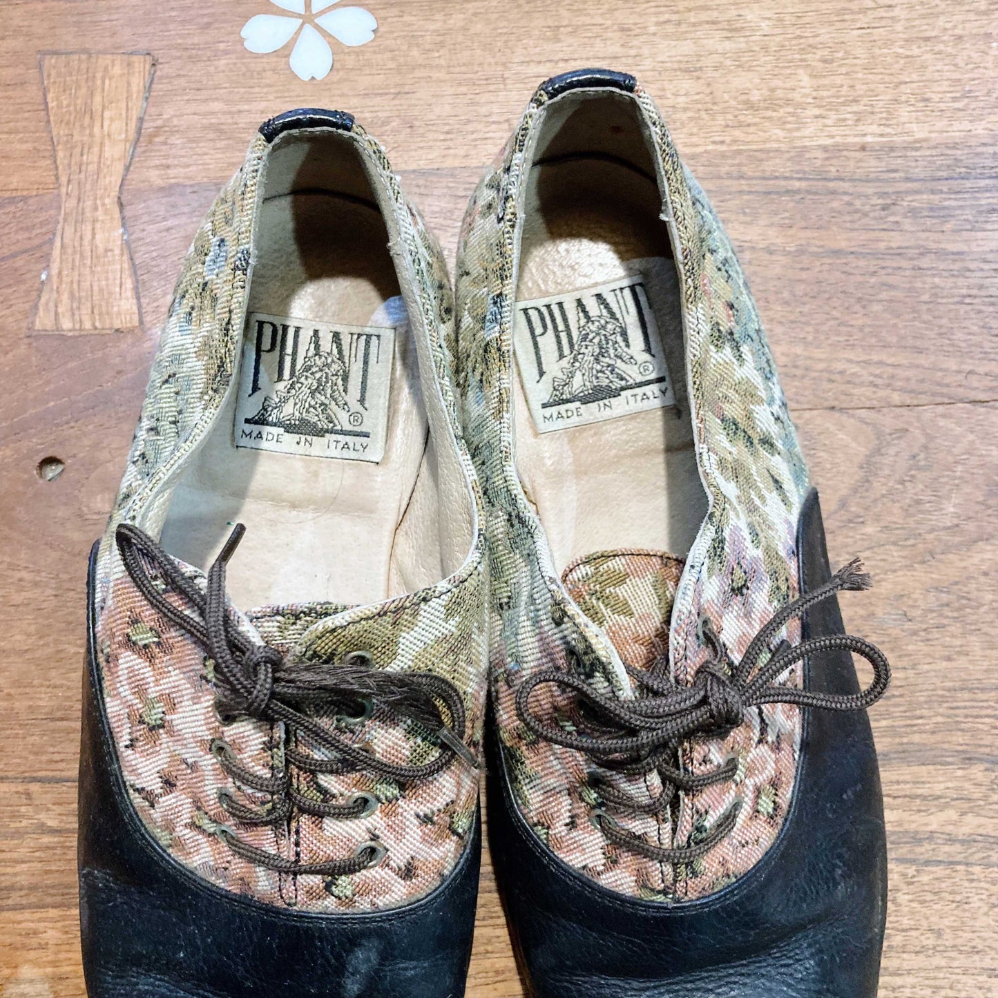 vintage phant tapestry leather loafers - size 38