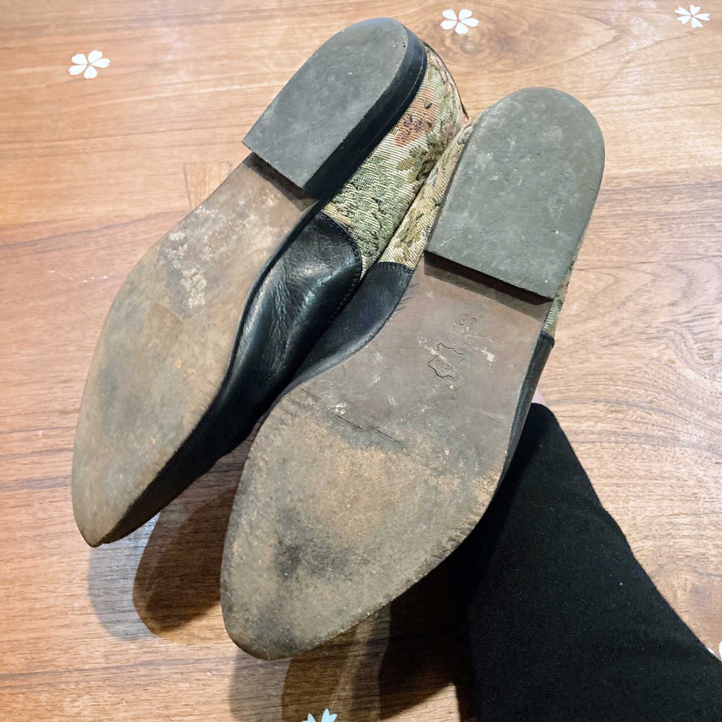 vintage phant tapestry leather loafers - size 38