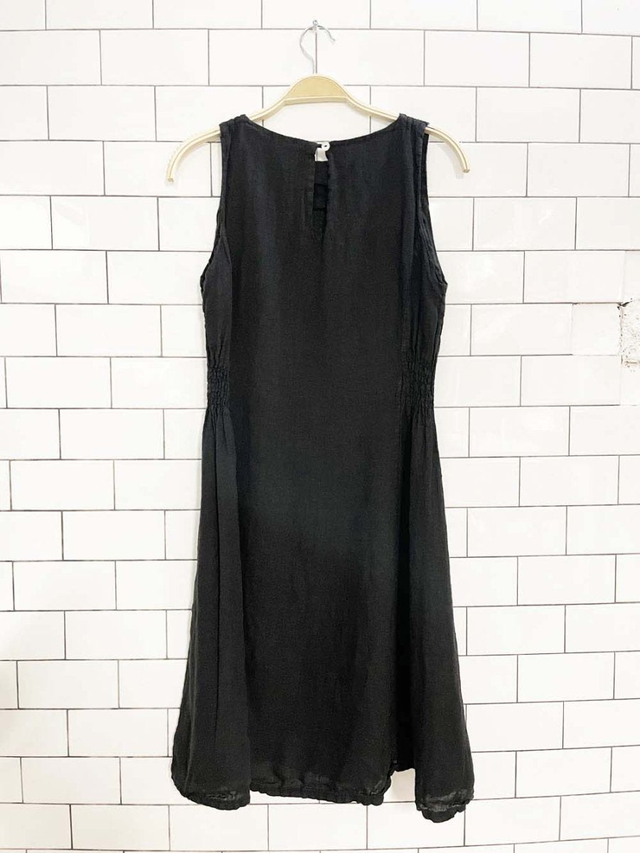 piazza del tempio 100% linen smocked waist dress | made in Italy - good market thrift store