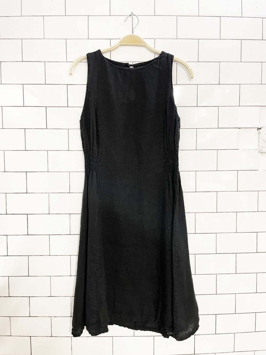 piazza del tempio 100% linen smocked waist dress | made in Italy - good market thrift store