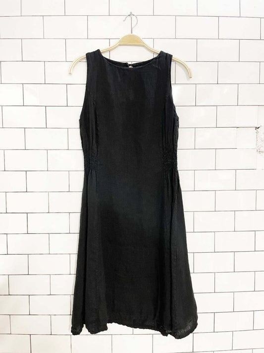 piazza del tempio 100% linen smocked waist dress | made in Italy - good market thrift store