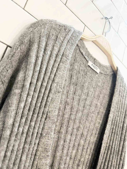 pieces wool - blend chunky ribbed knit cardigan - good market thrift store