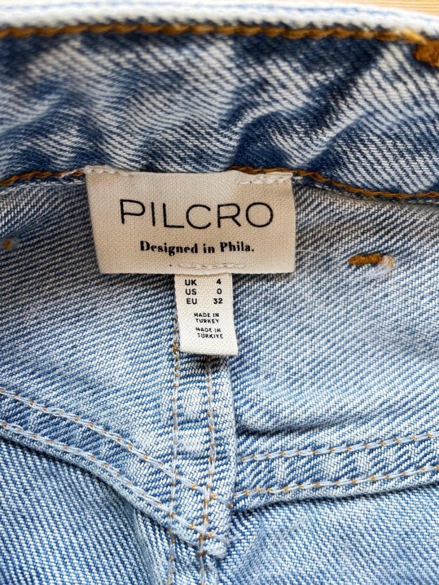 pilcro the madi front slit soft denim raw hem maxi skirt | anthropologie - good market thrift store