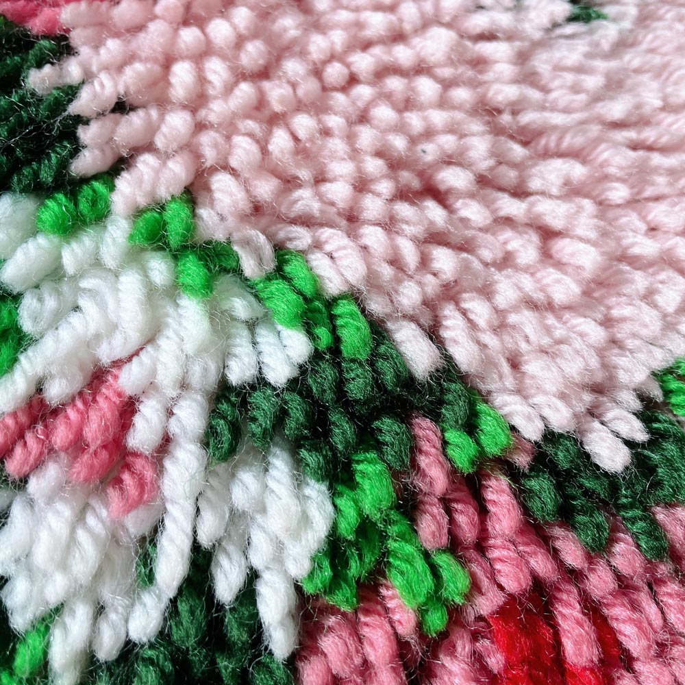 vintage handmade latch hook heart throw pillow