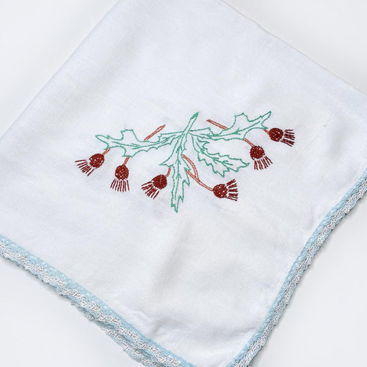 vintage holly crochet trim table cloth