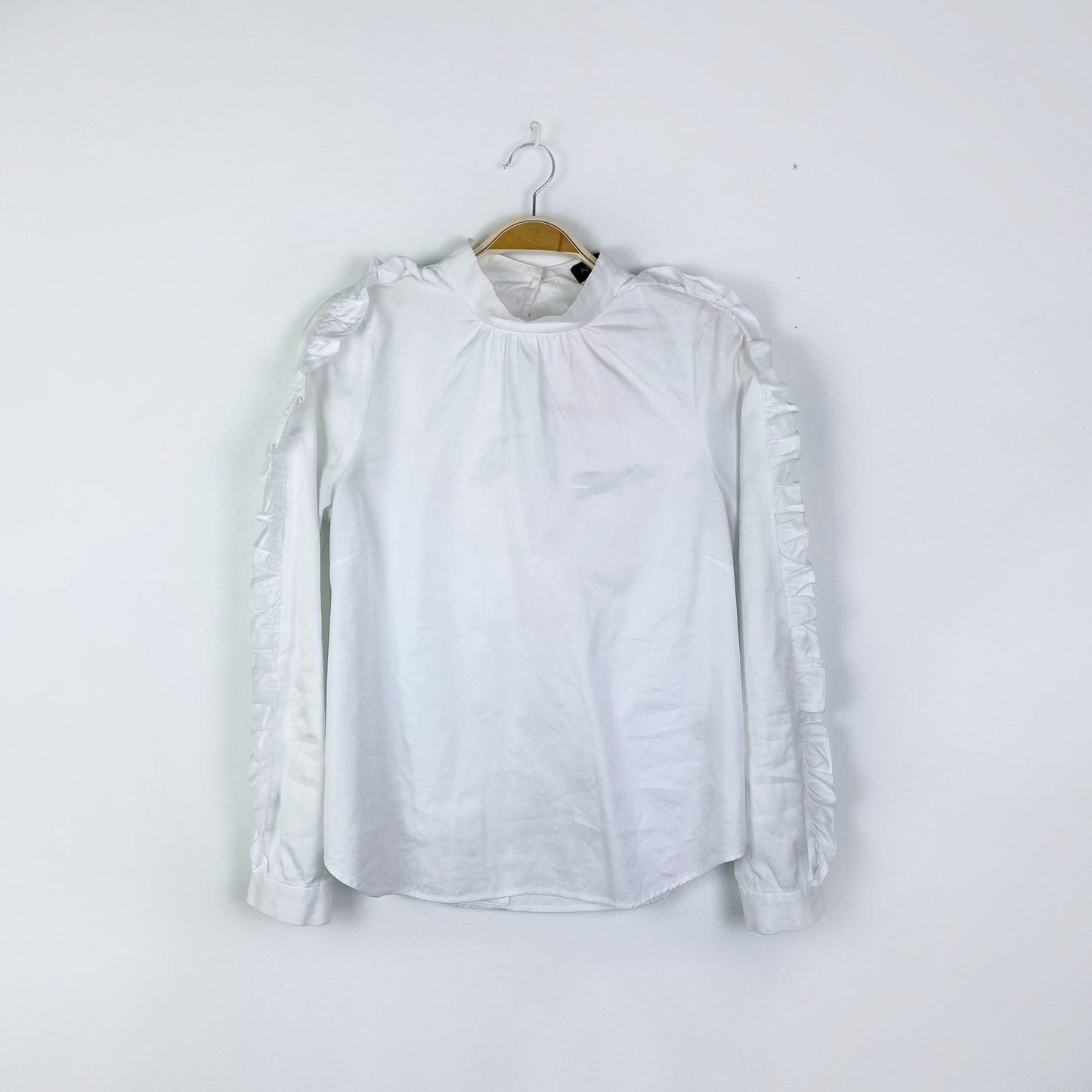 pink tartan white ruffle sleeve blouse - size 2