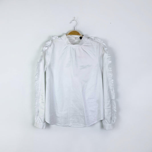 pink tartan white ruffle sleeve blouse - size 2