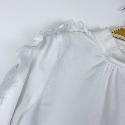 pink tartan white ruffle sleeve blouse - size 2