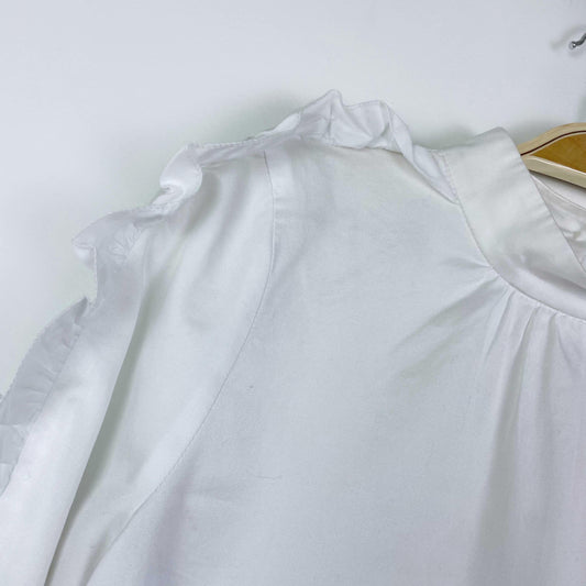 pink tartan white ruffle sleeve blouse - size 2