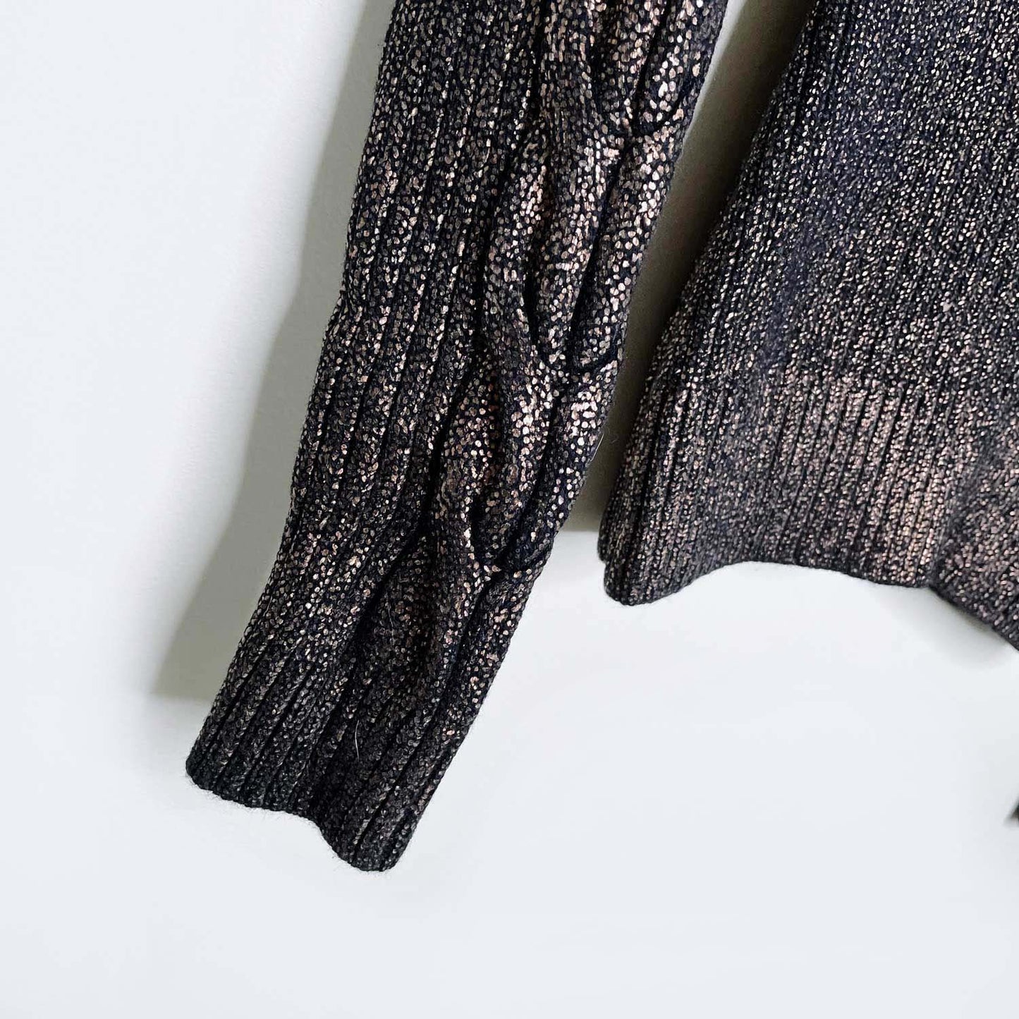 pink tartan gold shimmer 100% wool knit pullover - size xs