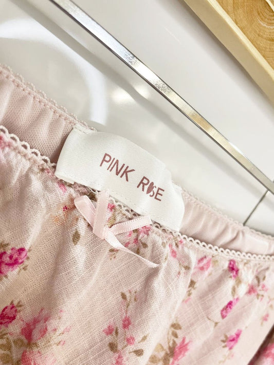 pink rose cotton micro floral maxi skirt - good market thrift store