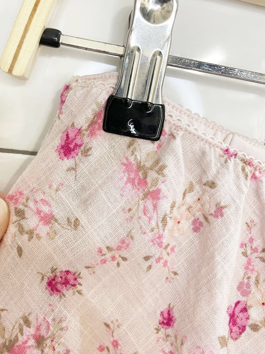 pink rose cotton micro floral maxi skirt - good market thrift store