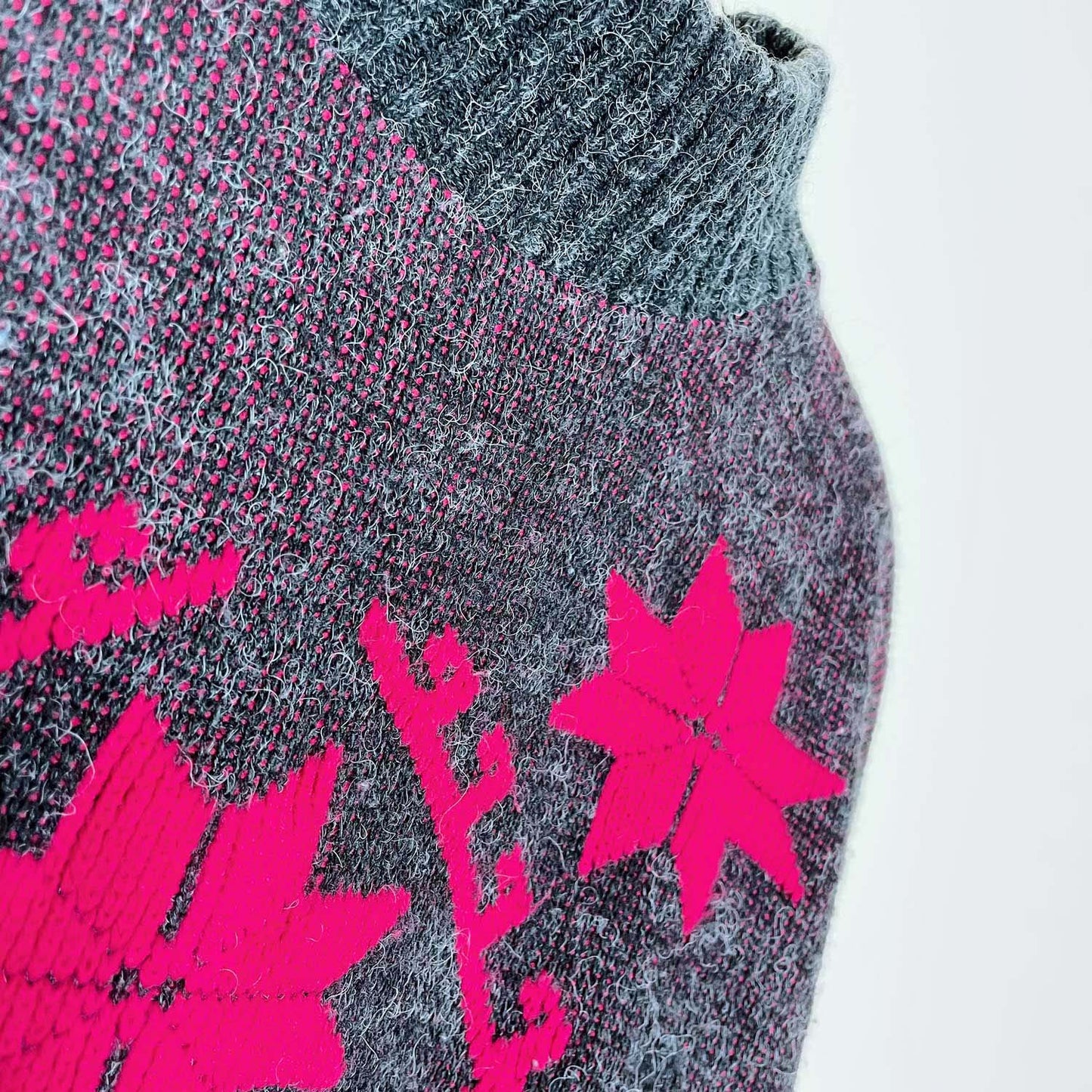 vintage kate collins hot pink snowflake mock neck sweater - size small