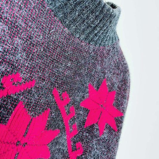 vintage kate collins hot pink snowflake mock neck sweater - size small