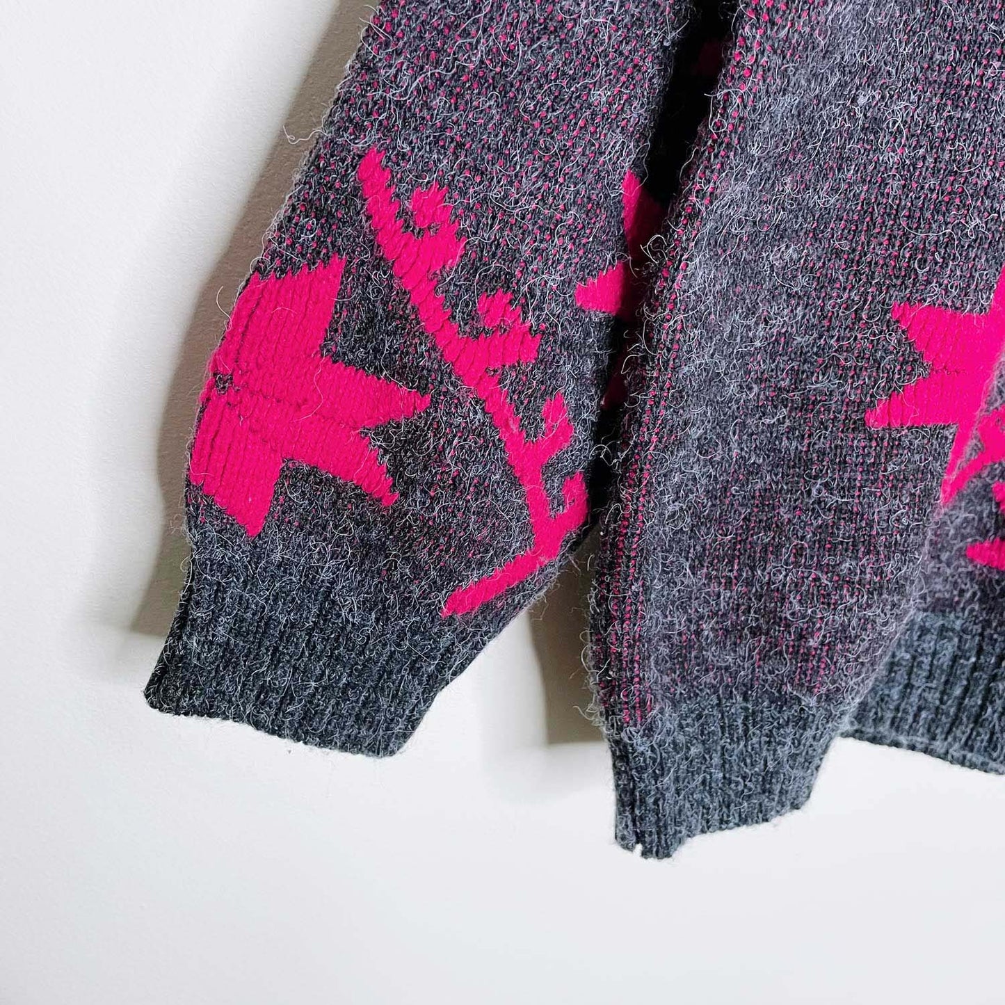 vintage kate collins hot pink snowflake mock neck sweater - size small