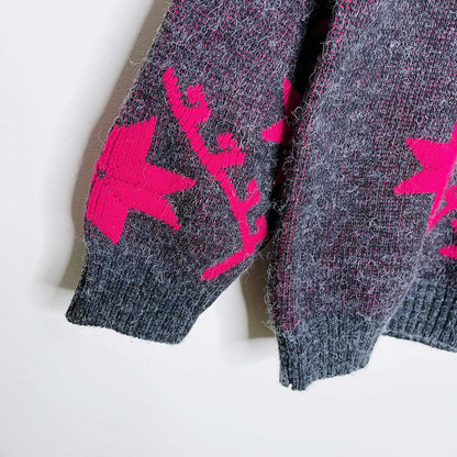 vintage kate collins hot pink snowflake mock neck sweater - size small