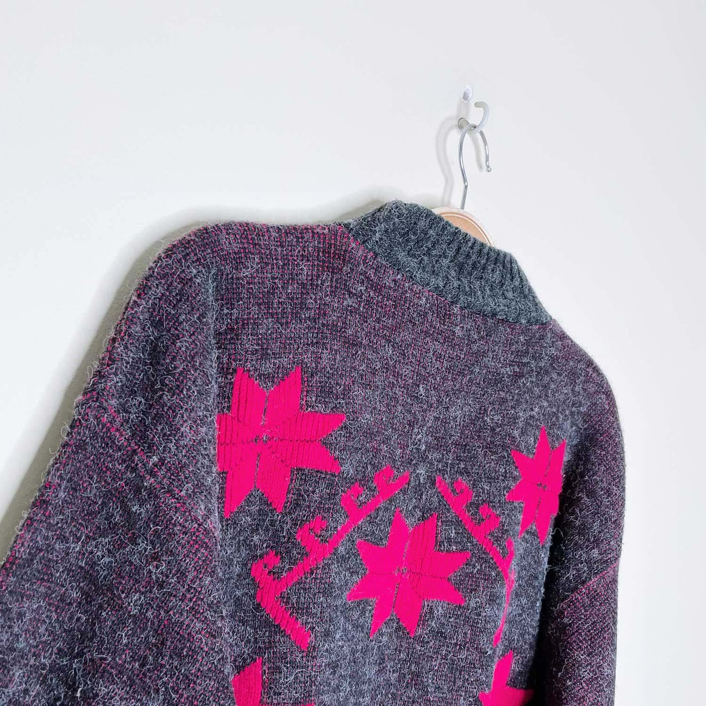 vintage kate collins hot pink snowflake mock neck sweater - size small