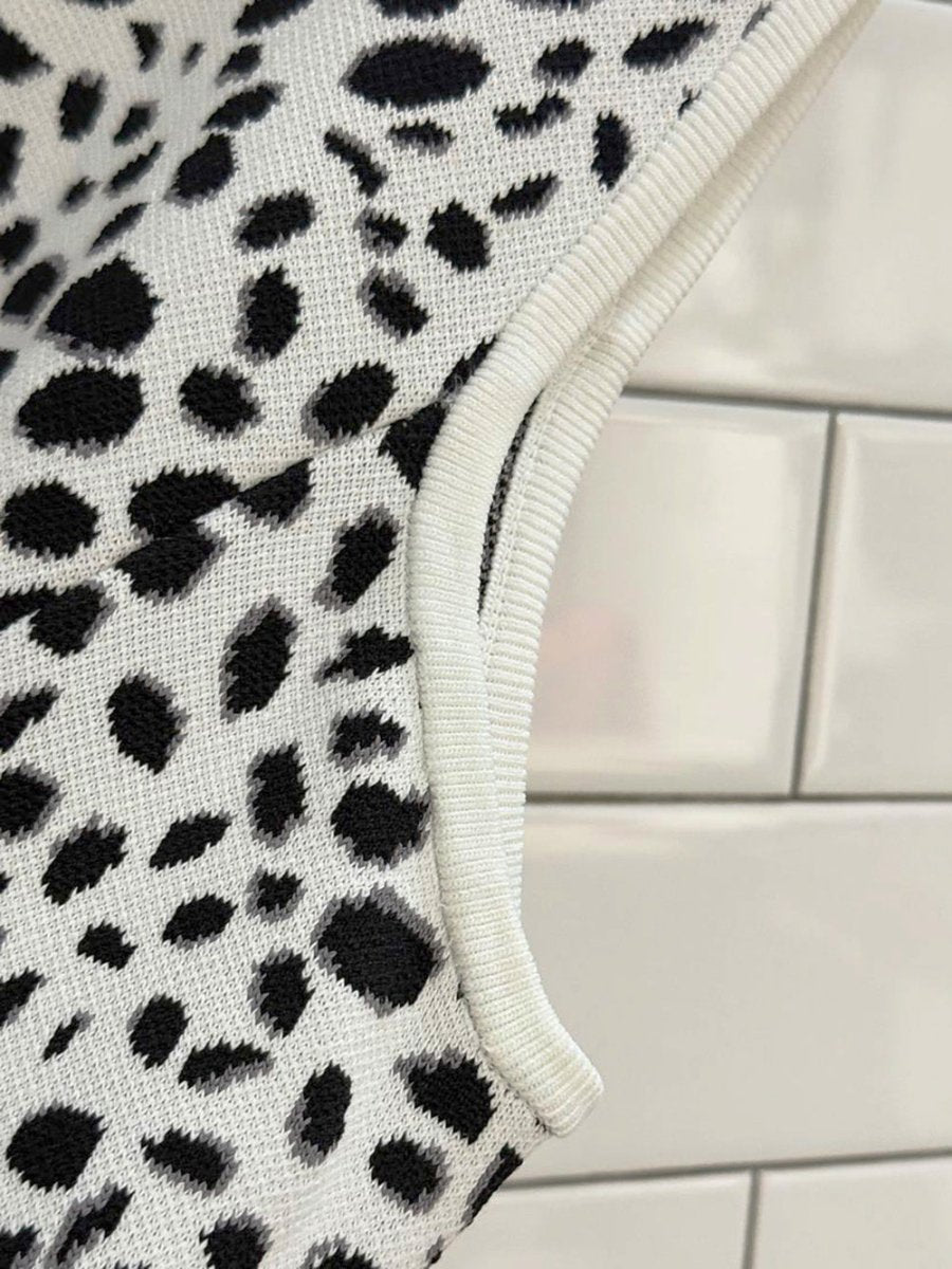 pink tartan snow leopard thick knit mini dress - good market thrift store
