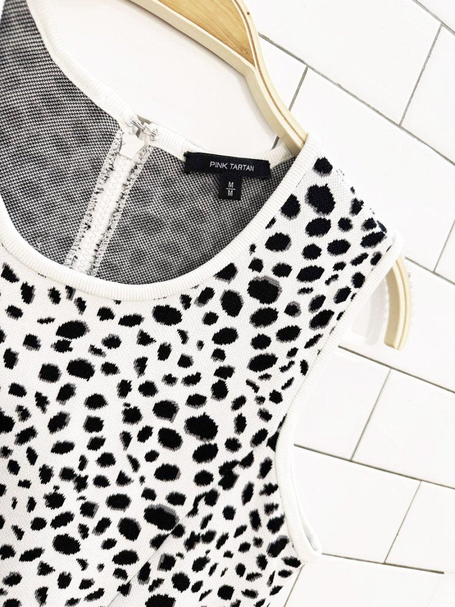 pink tartan snow leopard thick knit mini dress - good market thrift store