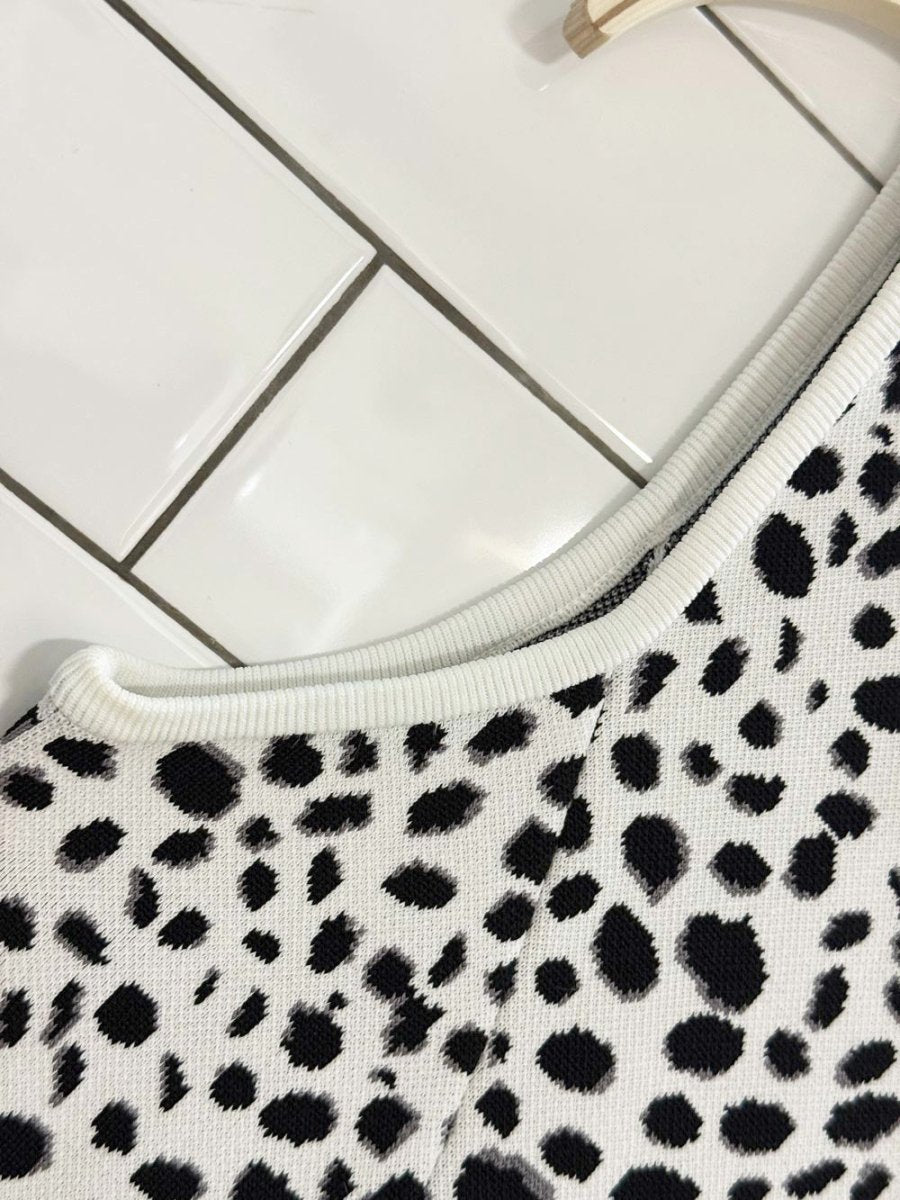 pink tartan snow leopard thick knit mini dress - good market thrift store