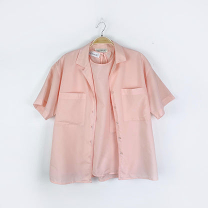 vintage 80s sip n shore pink shirt