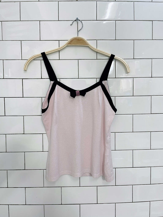 y2k pink knit bow tank