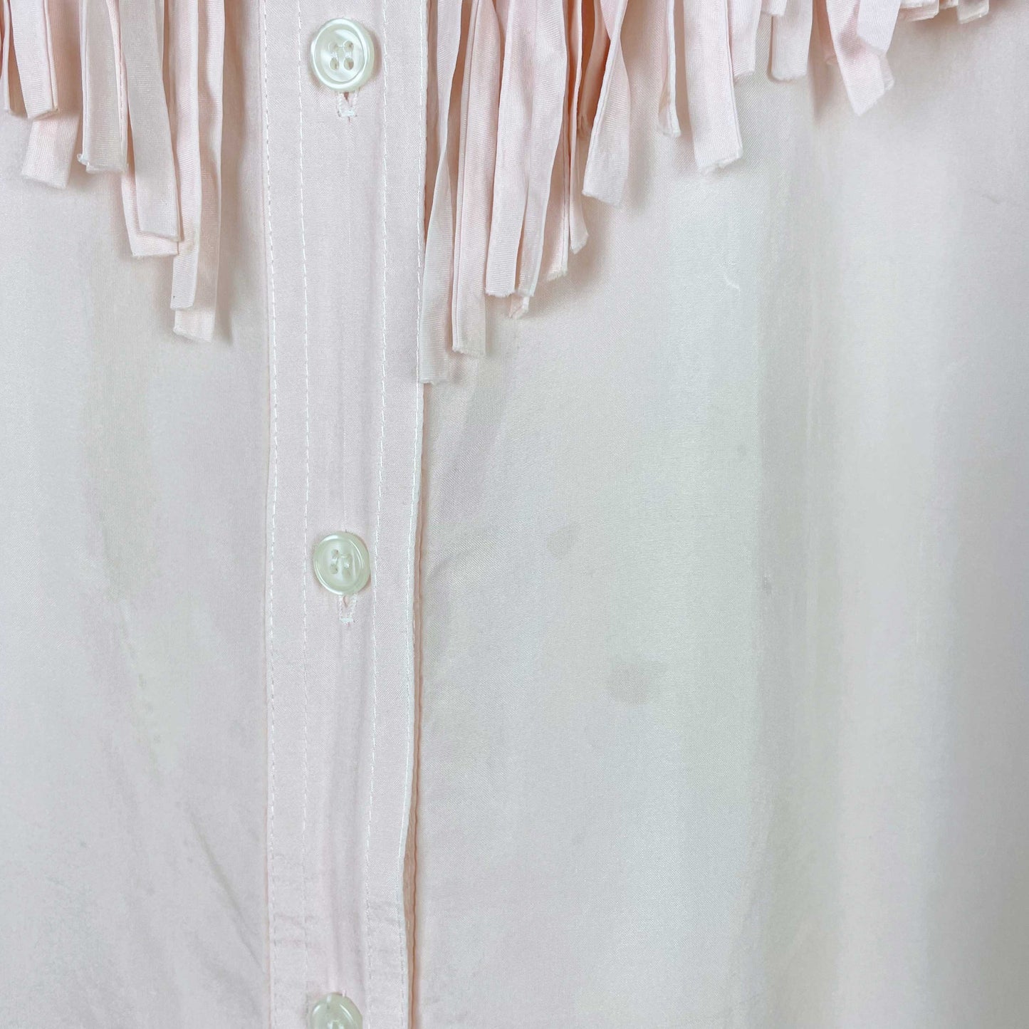 vintage 80s HER pink silk ss fringe shirt