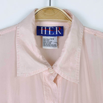 vintage 80s HER pink silk ss fringe shirt