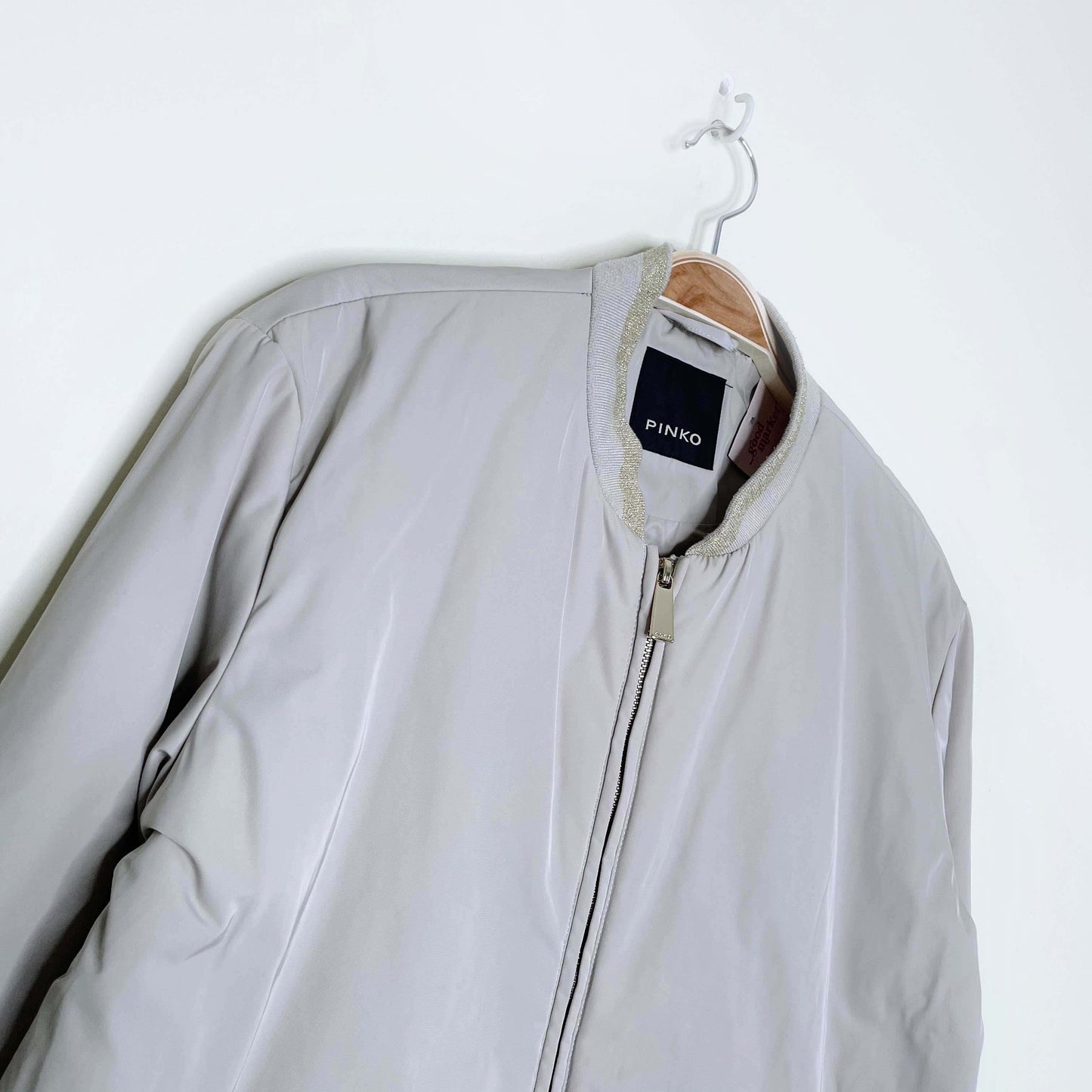 pinko nylon quilted long bomber jacket - size 6