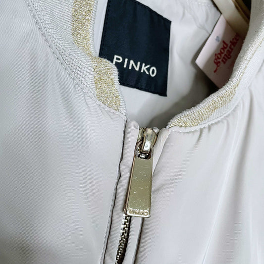 pinko nylon quilted long bomber jacket - size 6