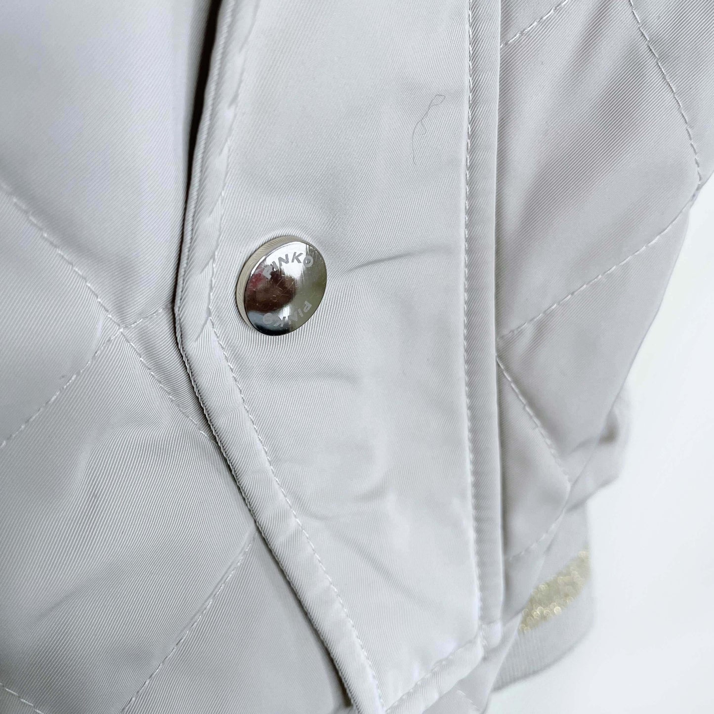 pinko nylon quilted long bomber jacket - size 6