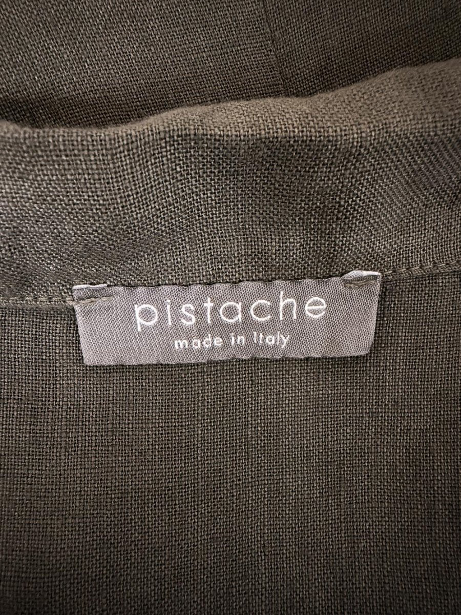 pistache 100% linen shell button collared a-line maxi dress | made in Italy - good market thrift store