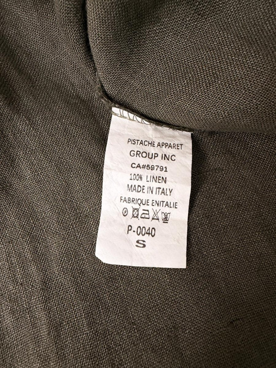 pistache 100% linen shell button collared a-line maxi dress | made in Italy - good market thrift store