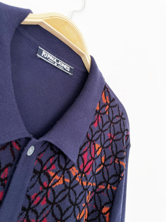 pj paul jones sacred geometry soft knit full button resort shirt - good market thrift store