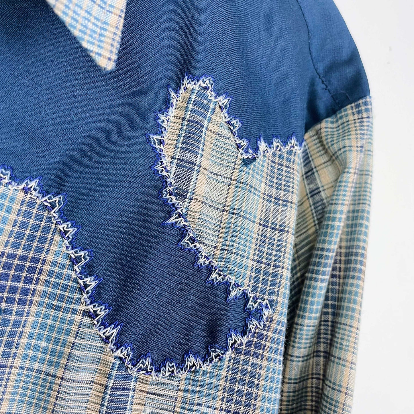 vintage karman country scroll snap button down - size medium