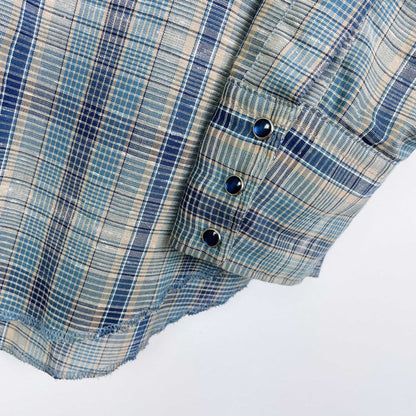 vintage karman country scroll snap button down - size medium