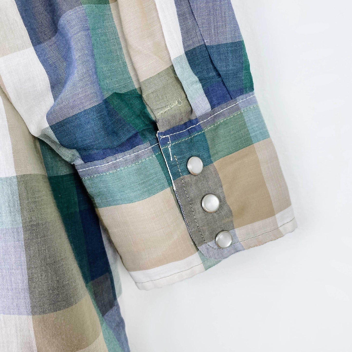 vintage western craft plaid snap button shirt