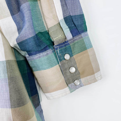 vintage western craft plaid snap button shirt