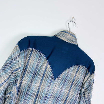 vintage karman country scroll snap button down - size medium