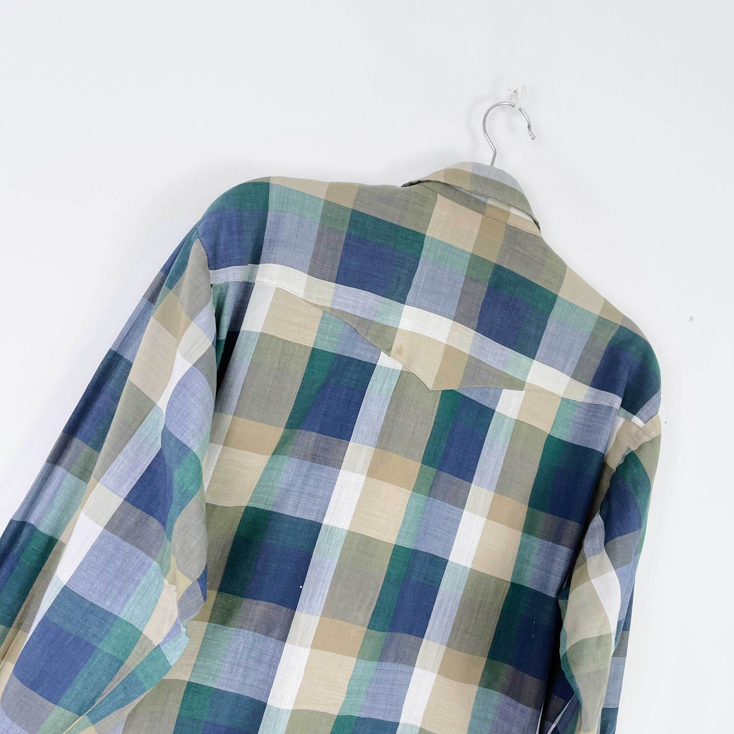 vintage western craft plaid snap button shirt