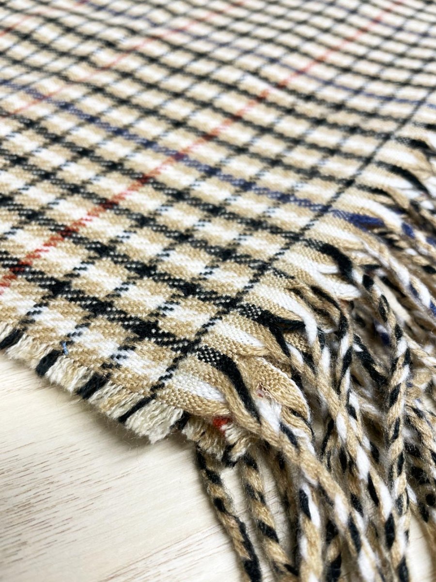 plaid neutrals xl fringe blanket scarf - good market thrift store