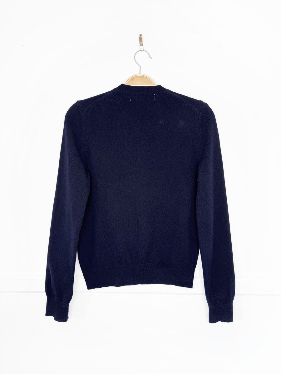 play commes des garcons 100% wool double heart knit cardigan sweater - good market thrift store