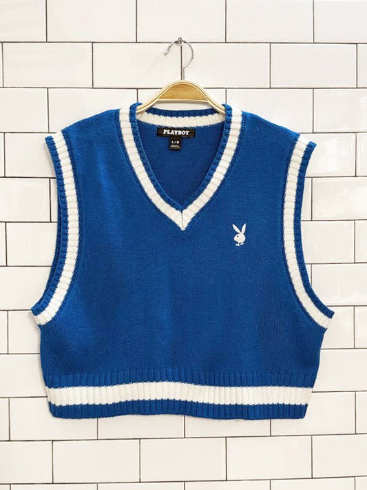 playboy tennis prep cropped knit vest - good market thrift store