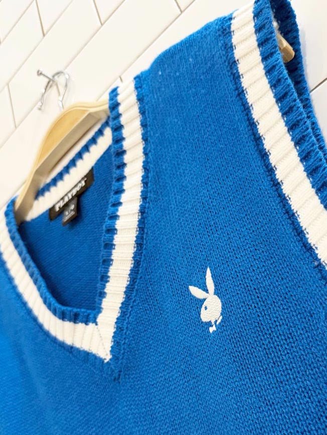 playboy tennis prep cropped knit vest - good market thrift store