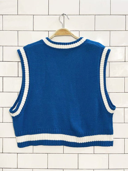 playboy tennis prep cropped knit vest - good market thrift store